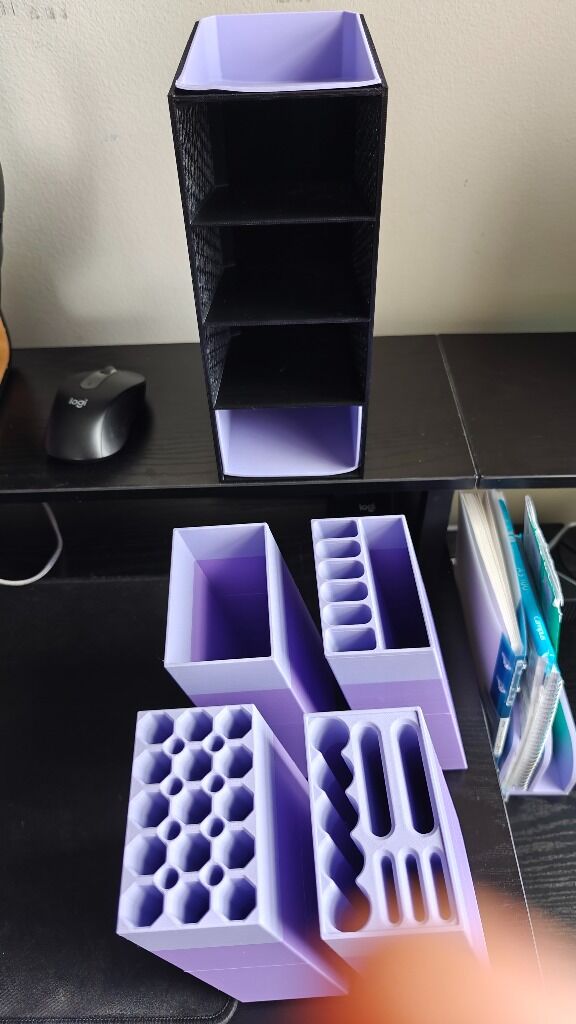 Modular 3D printed Kumiko-style organizer tower with interchangeable compartments - Image 2
